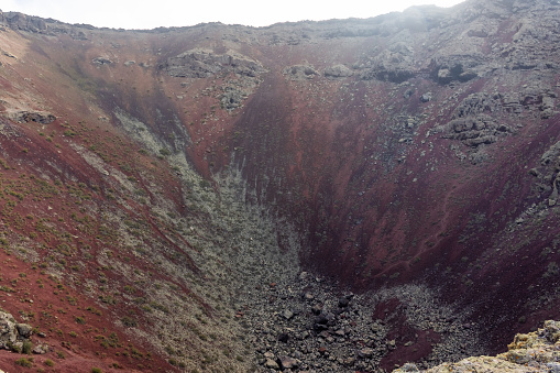 The crater of Monte Corona Volcano in Lanzarote, Canary Islands, Spain
