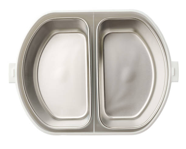 istock Empty lunch box with metal compartments isolated on white background. 1456784807