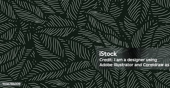 istock floral pattern with hand drawn leaves. 1456786009