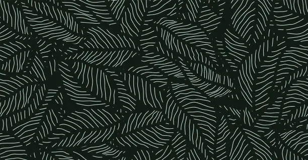 Vector illustration of floral pattern with hand drawn leaves.