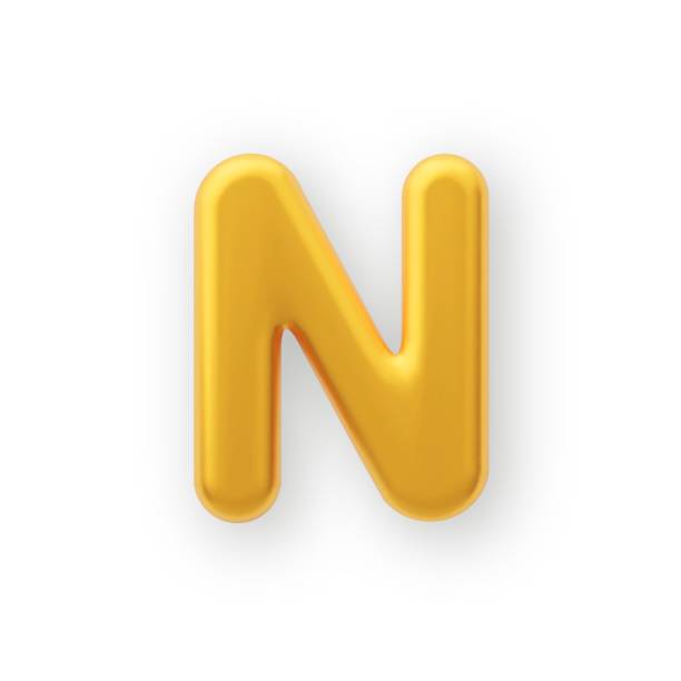 ilustrações, clipart, desenhos animados e ícones de letra maiúscula 3d gold n em um fundo branco. - text gold letter n number