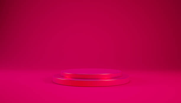 istock Valentine's day 3d red podium on red background, 3d rendering. 1456790032