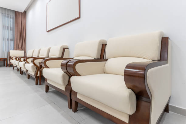 istock Premium leather sofa in the reception room 1456794737