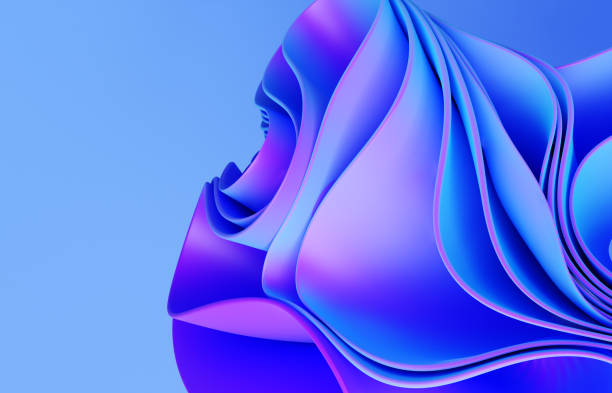istock Abstract modern neon, blue, violet colors background with ruffle, folded cloth 1456796046