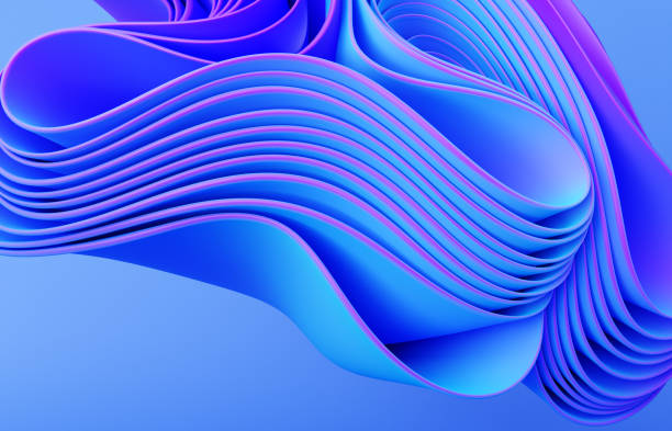 istock Abstract modern neon, blue, violet colors background with ruffle, folded cloth 1456796049