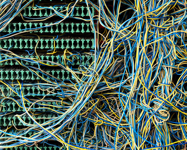 istock Landline telephone wires in a junction box 1456797269