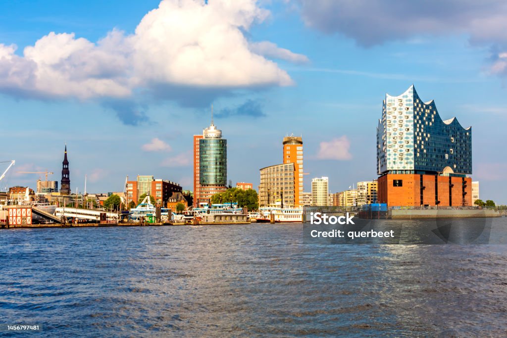 Hamburg Skyline with Elbphilharmonie Hamburg - Germany Stock Photo