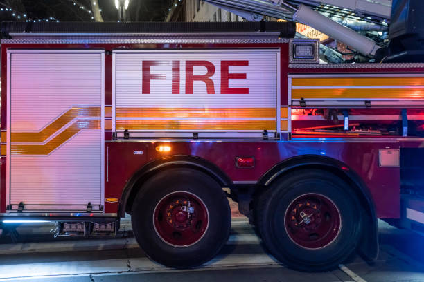 istock Side of Fire Truck at night 1456798105