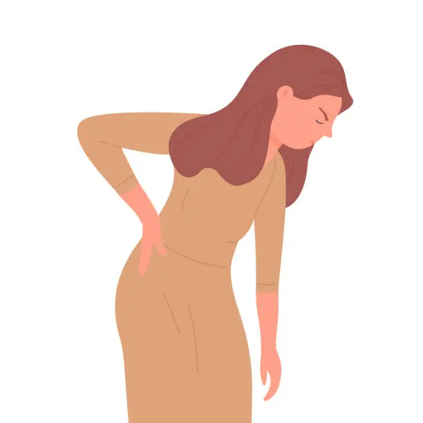 Vector illustration of Sick adult with backache