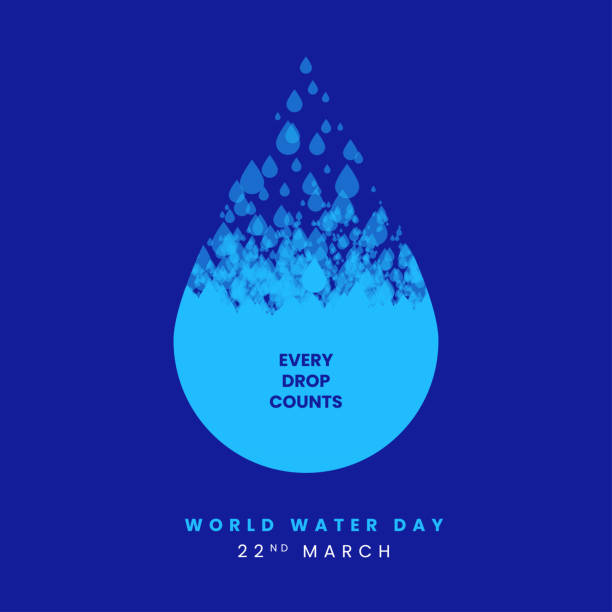 世界水の日、3月22日。水を節約します。すべてのドロップはクリエイティブコンセプトをカウントします - water saving点のイラスト素材／クリップアート素材／マンガ素材／アイコン素材