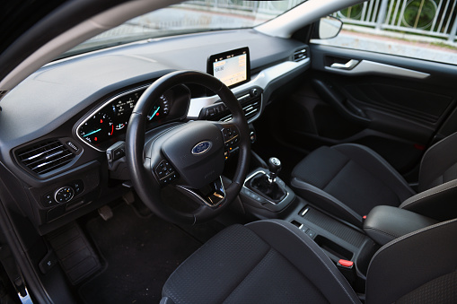 Belarus, Minsk - 23.09.2022:Ford Focus interior and dashboard.