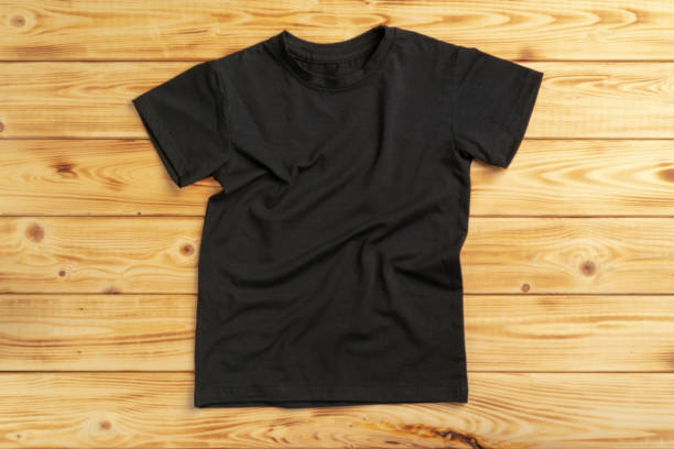 istock Black color plain t-shirt with copy space 1456808068