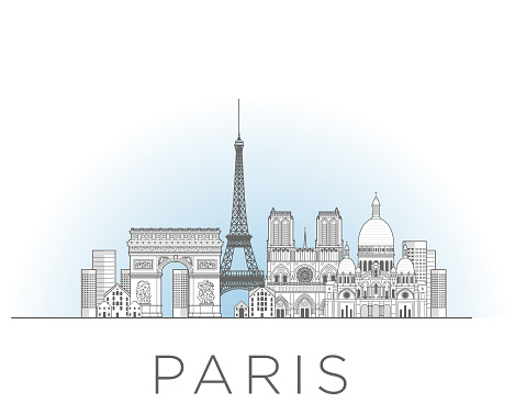 Paris city France cityscape illustration skyline drawing