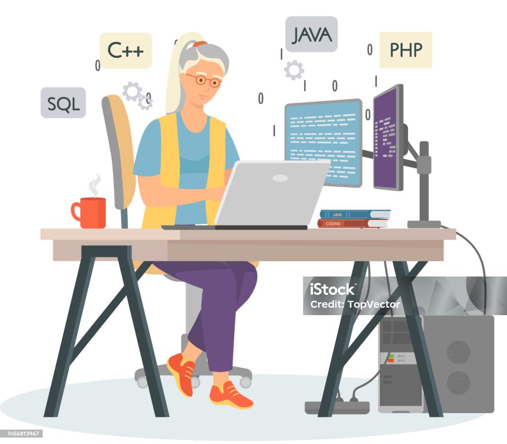 Programmer Engineering And Coding Programmer Working On Web Development ...