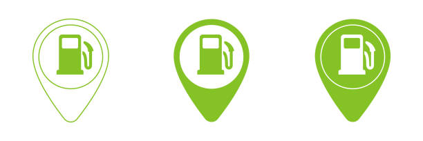 ÐÑновнÑе RGB Eco refueling. Mark on the map. Vector illustration gas mark stock illustrations