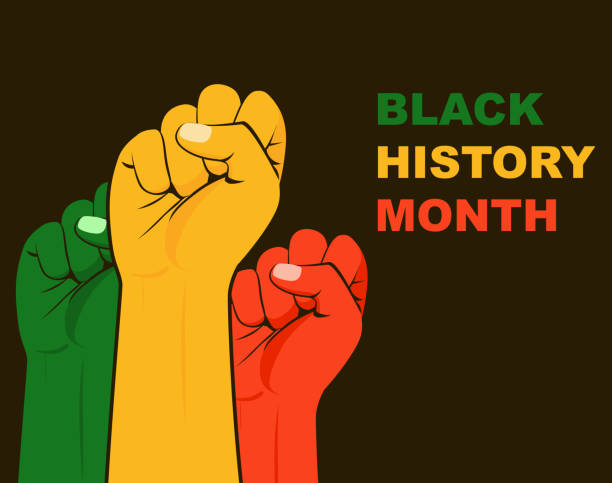 Black History Month Flag Hands vector art illustration