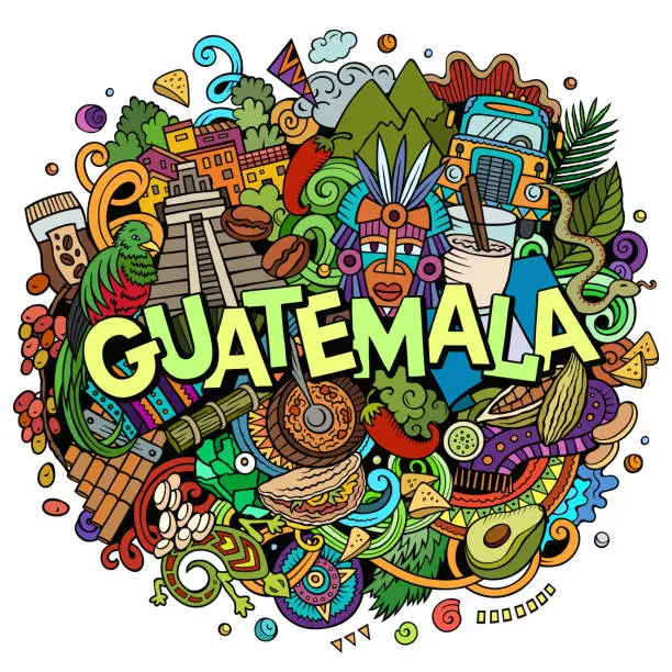 Vector illustration of Guatemala cartoon doodle illustration. Funny design