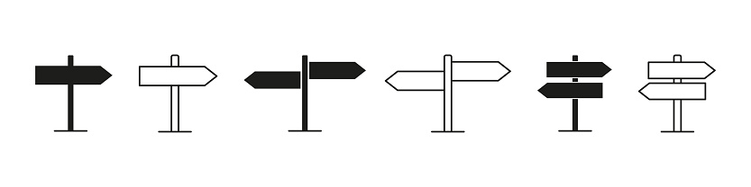 Sinpost icon. Signboard vector set. Sign direction. Sign board isolated seet on white background.