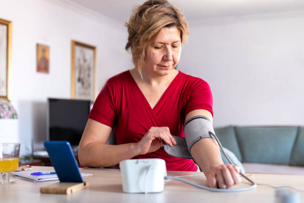 Home health monitoring and testing stock photo
