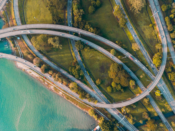 Penang Multilane Highway from aerial point of view during day time
