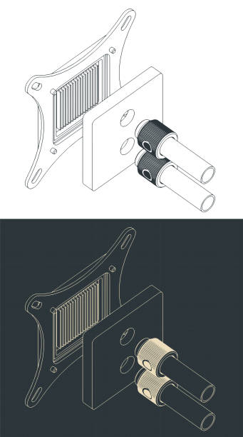 zdemontowane izometryczne plany bloku wodnego - heat exchanger stock illustrations