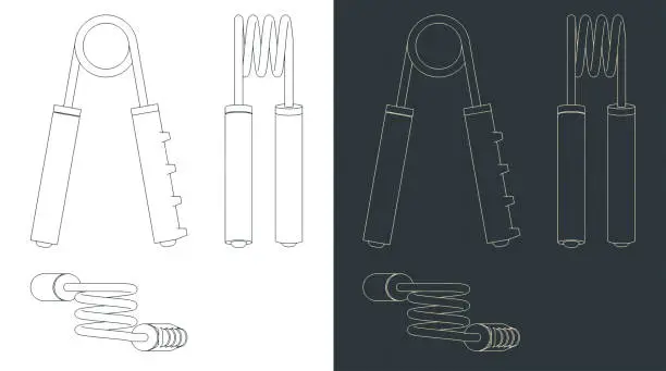 Vector illustration of Grip trainer blueprints