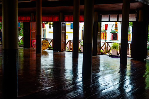 Inside of old building in Nantaram temple, Thailand.