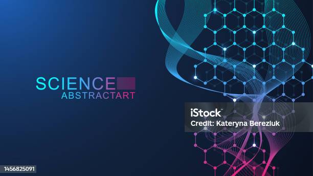 Science Backgrounds Method Modern Scientific Background With Lines Dots And Hexagons Wave Flow ...