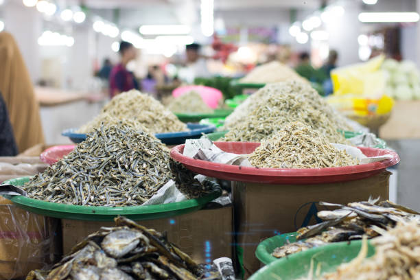 istock Stack of anchovy at the local market 1456825315