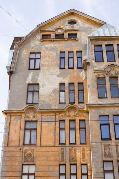 istock Ancient european architecture, old brick and stone buildings 1456827791