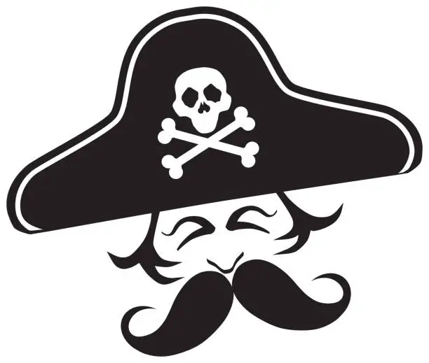 Vector illustration of Cartoon Pirate with Curly Mustache