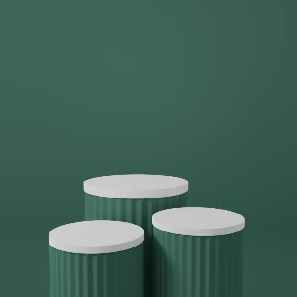 istock White Product Stand in green room ,Studio Scene For Product ,minimal design,3D rendering 1456828086