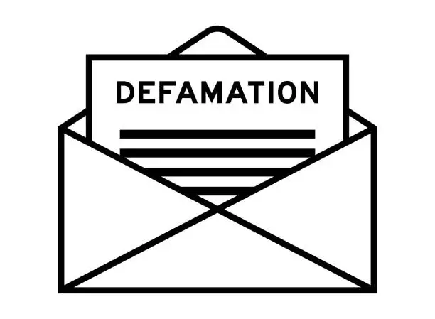 Vector illustration of Envelope and letter sign with word defamation as the headline
