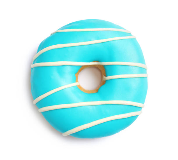istock Sweet delicious glazed donut on white background, top view 1456830016