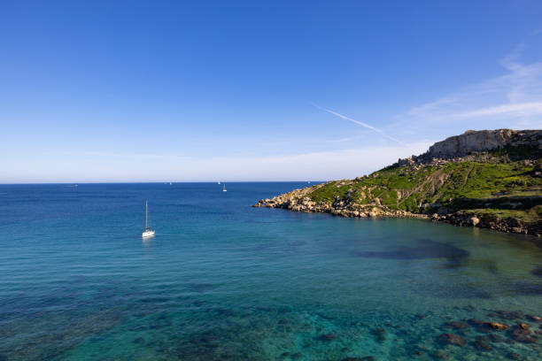 imgiebah bay landscape, northern malta, europe.