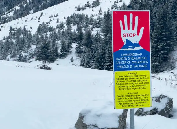 Road closed to winter conditions in the alps of Austra