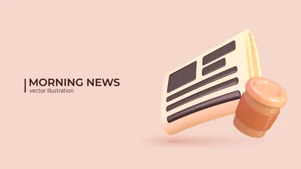 Vector illustration of 3D News Concept. Vector illustration