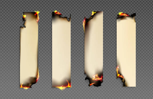 istock Burning paper png set isolated on transparent 1456837011