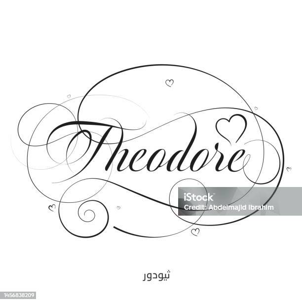 Theodore In Cursive English Calligraphy Theodore Vector Name Stock Illustration - Download ...