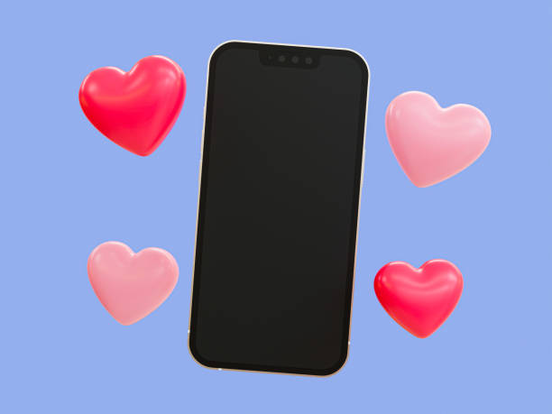 istock 3d minimal Happy Valentine's day. empty screen mobile phone template in valentine's theme. blank screen smartphone mockup with a love theme. 3d illustration. 1456840071