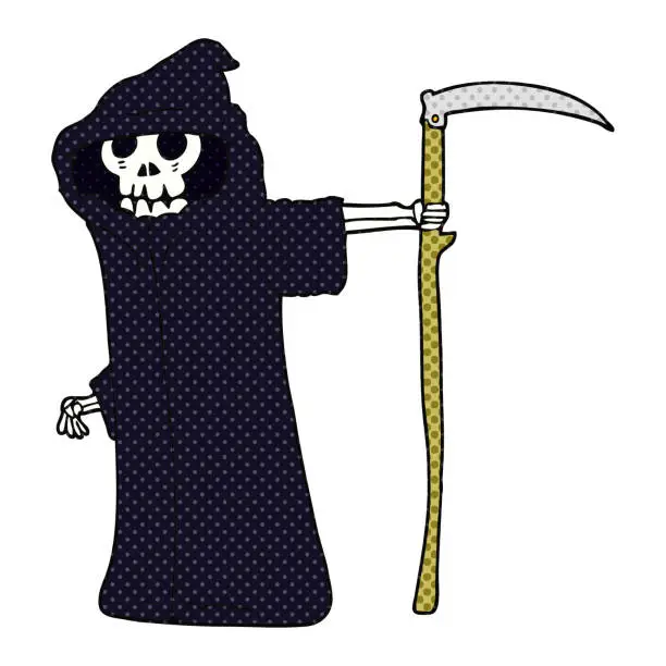 Vector illustration of freehand drawn cartoon death