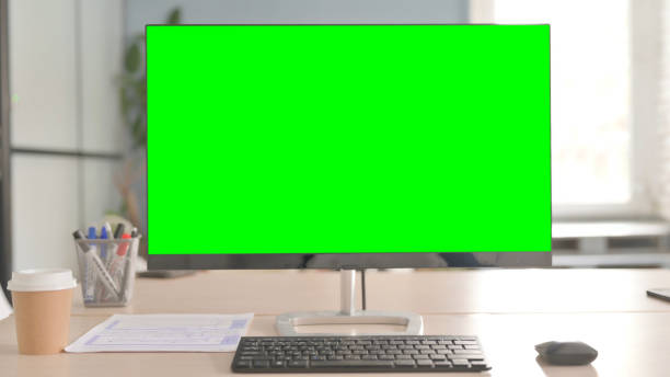 istock Monitor with Green Chroma Key in Office 1456847336