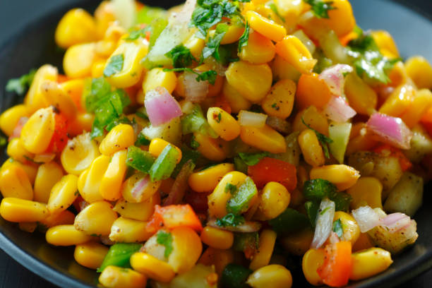 Healthy Homemade Sweet Corn Salad  with Tomato and Cucumber