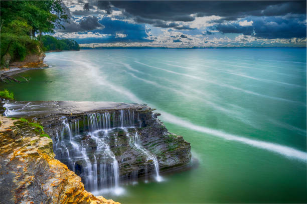 Waterfall Flowing into Lake Erie