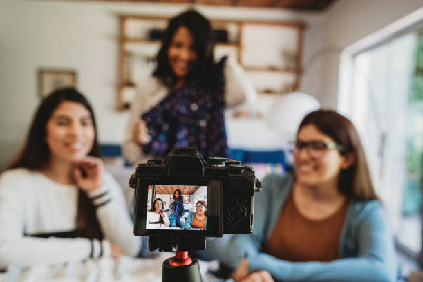 istock Three young adult women vlogging together 1456855196