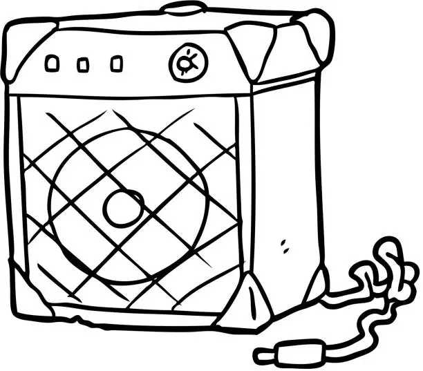 Vector illustration of line drawing of a electric guitar amp