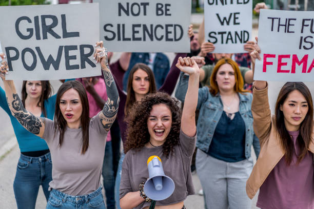 istock Women on a demonstration for equal rights 1456858479
