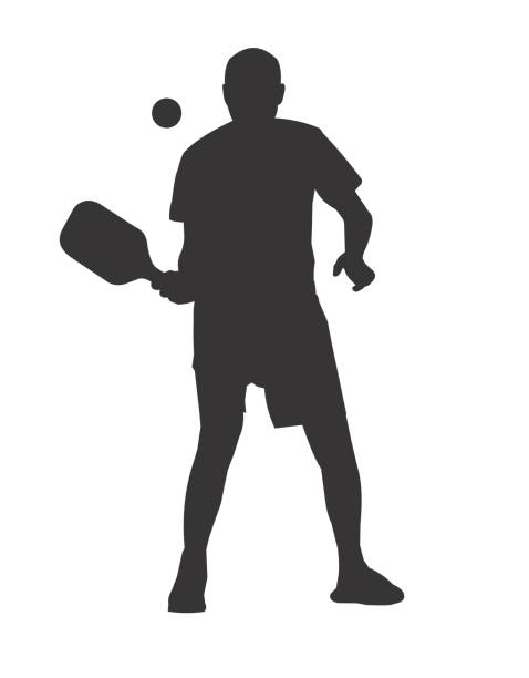 illustrations, cliparts, dessins animés et icônes de silhouette du joueur de pickleball - tennis racket ball isolated