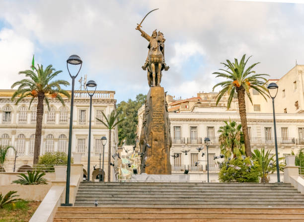 Algiers, Algeria - October 10, 2022: Emir abdelkader place, Larbi Ben M'hidi and Colonel Haouas road. Algiers city town hall building.