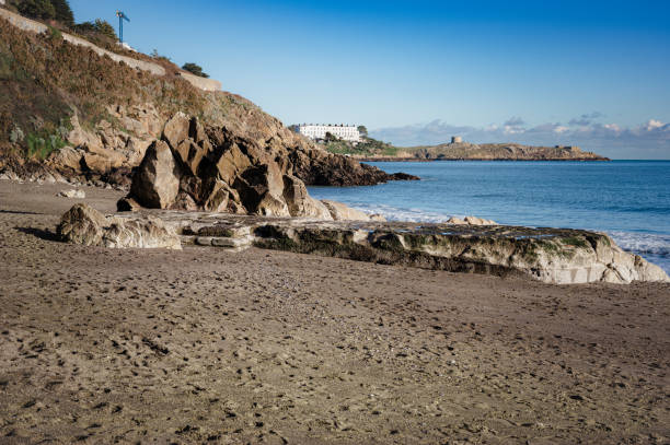 White Rock Beach, Killiney with the cliffs, Dalkey Island and Sorrento Terrace in view.